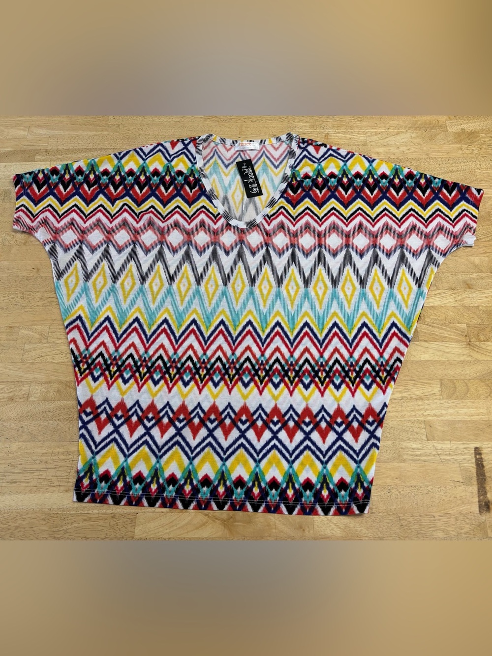 Renee C. Multicolor Geometric Short Sleeve Tee